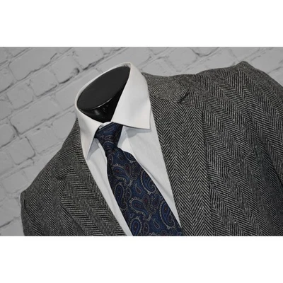 Blazer William John estilo tweed para hombre talla 40 gris regular espiga lino lana Foto 1 de 4