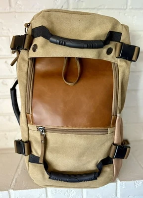 Mochila de mano convertible de lona marrón diseño Kaka Foto 1 de 4