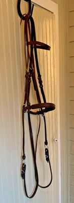 Bitless Bridle BROWN BETA BIOTHANE Headstall & Reins Set EASY CARE Complete Rig - Image 1 of 4