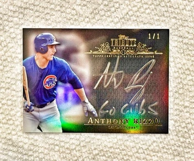 1/1 2013 Topps Tribute Autograph Black Onyx Anthony Rizzo Auto Inscribed Go Cubs - Image 1 of 2