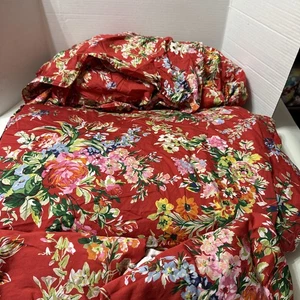 Ralph Lauren Belle Harbor King Comfort Duvet, 2 Pillowcases And Bed Skirt Red - Picture 1 of 13