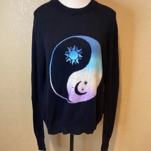 Spiritual Gangster Sweater Women's Small Black Yin Yang Sun Moon Cashmere Blend - Picture 1 of 6