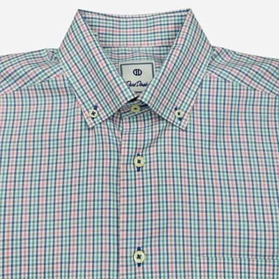 David Donahue Short Sleeve Button Down Shirt Small Pastel Plaid Size MEDIUM - Image 1 of 4