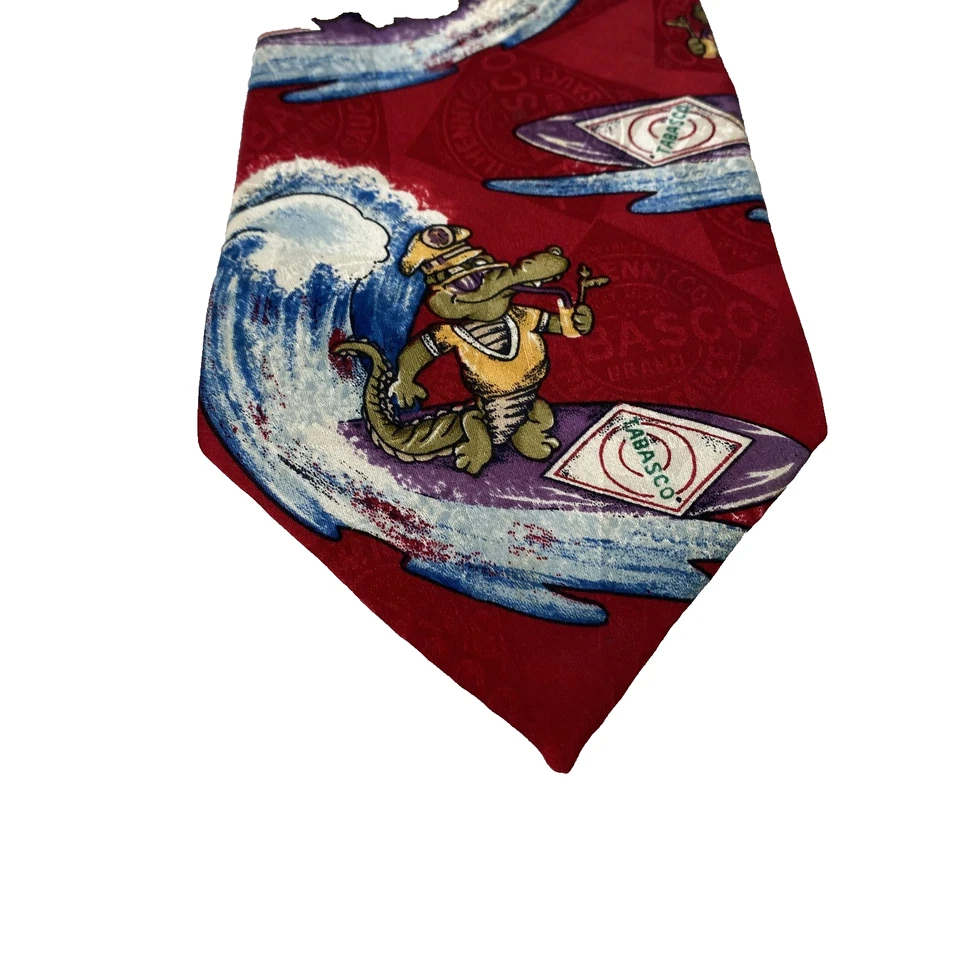 Corbata Tabasco Para Hombre Talla Única Roja Seda Surf Caimán Novedad Hecha en EE. UU. Foto 1 de 4