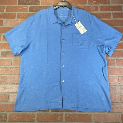 Tommy Bahama 100% Silk Button Shirt Mens XXL Blue Floral Hawaiian New With Flaws - Image 1 of 4