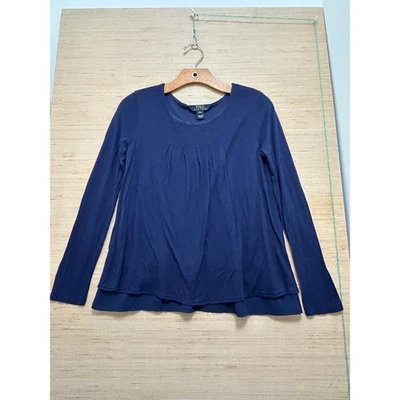 Top túnica plisada manga larga azul marino Polo Ralph Lauren para mujer talla L 12-14 Foto 1 de 4
