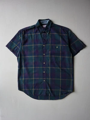 Vintage Bugle Boy Shirt Size M Plaid Check Short Sleeve Button Down - Image 1 of 4