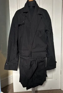 New Men’s Trench Coat Black Overcoat Mackintosh Raincoat UK Size XXL Lined - Picture 1 of 3