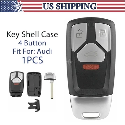 For 2017 2018 2019 Audi A4 A5 Q7 TT SQ5 Smart Remote Key Fob Case Shell 4 Button - Image 1 of 4