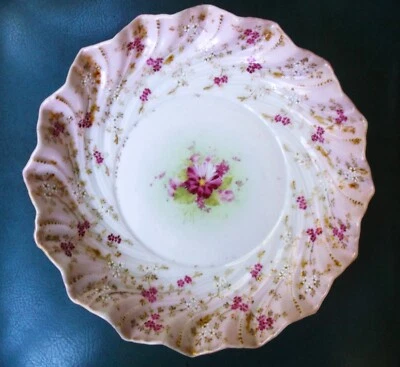 Antique NPSK Nagoya Japan Floral Swirl Bowl Hand Painted 10 1/4 dia. - Image 1 of 4