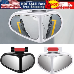 2pcs Wide Angle HD Blind Spot Mirrors 360° Adjustable Rear & Front Wheel Viewing - Picture 1 of 13