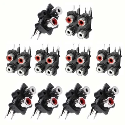 5x PCB Panel Mount 2/4 Way RCA Socket Female Jack Audio Connector Black 6pins - Image 1 of 4