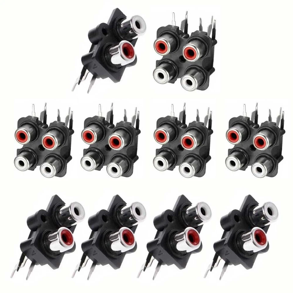 5x PCB Panel Mount 2/4 Way RCA Socket Female Jack Audio Connector Black 6pins - Image 1 of 4