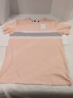 Men's Denim & Flower Color Block Pink/Gray/White Short Sleeve T- Shirt - Size L