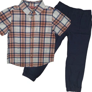 Wrangler Boys Short Sleeve Cotton Shirt and Jogger Pants Outfit Set 2-Piece T4 - Picture 1 of 23
