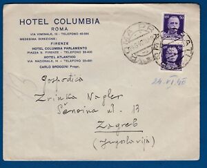 ITALIEN - HOTEL COLUMBIA ROMA nach Zagreb 1940, schöne Abdeckung nach Jugoslawien!