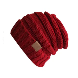 Knit Baggy Beanie Slouchy Winter Ski Hat Oversize Winter Warm Skull Cap Unisex - Picture 1 of 20