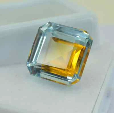 Piedra preciosa suelta certificada 9 CT+ natural bicolor zafiro pitambari Asscher Foto 1 de 4