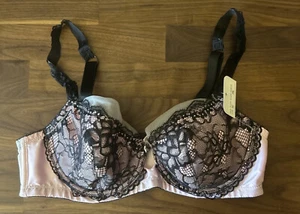 VTG Fashion Bug bra 36C Pink Second skin sides underwire lace bra Demi Push Up - Picture 1 of 7