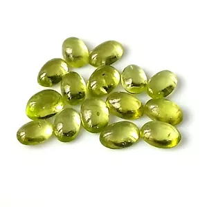 6X4 mm Oval Natural Green Peridot Cabochon Calibrated Wholesale Loose Gemstone - Picture 1 of 6