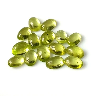 6X4 mm Oval Natural Green Peridot Cabochon Calibrated Wholesale Loose Gemstone - Image 1 of 4
