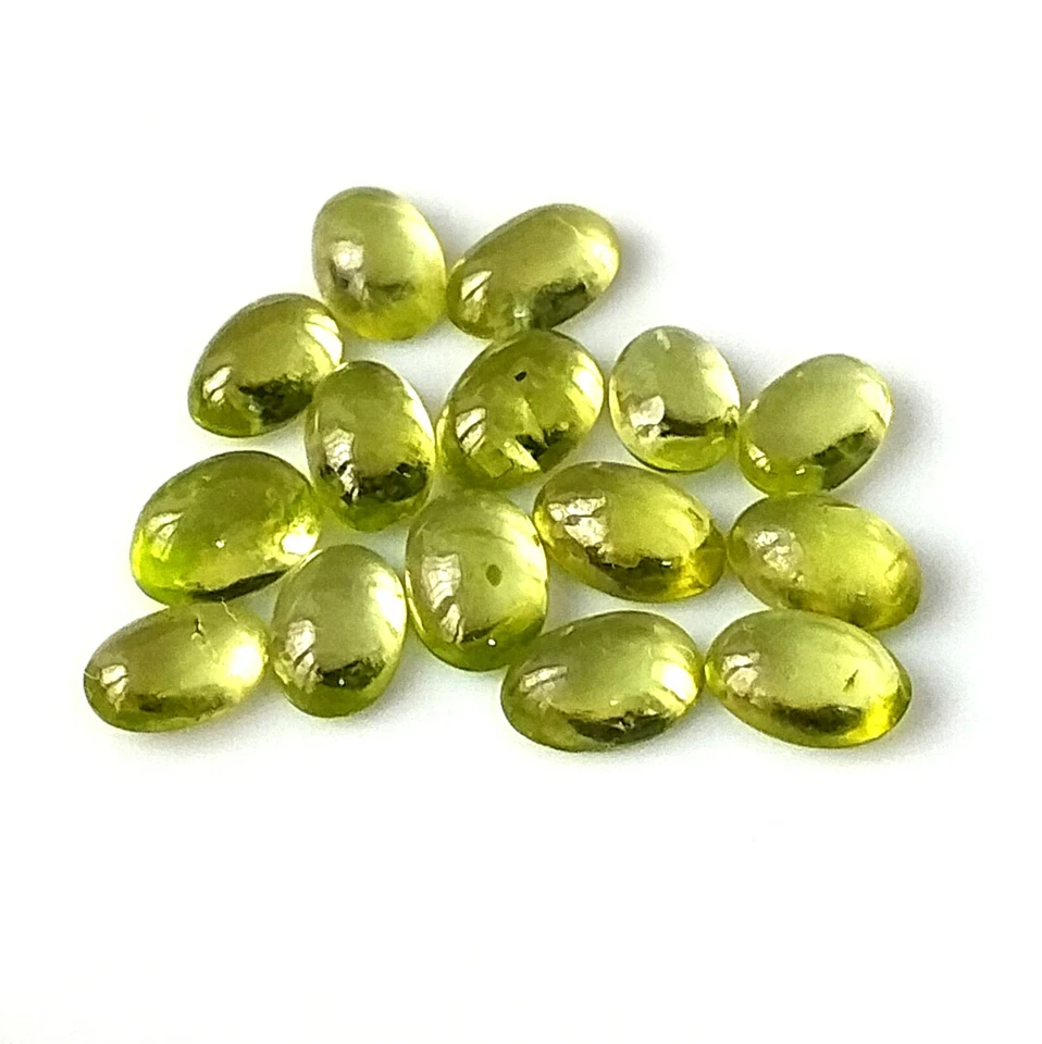 6X4 mm Oval Natural Green Peridot Cabochon Calibrated Wholesale Loose Gemstone - image 1 of 4