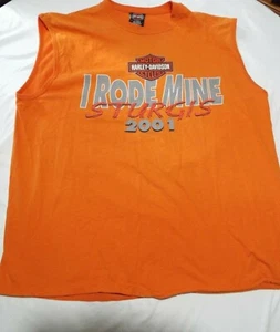 Camicia Harley Davidson Sturgis 2001 I Rode Mine, senza maniche, arancione XXL  - Foto 1 di 6