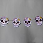 Purple Sugar Skull Bunting Rockabilly Tattoo Wedding Party Decoration Candy 
