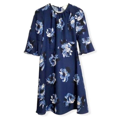 Abito Kate Spade blu crepe rosa da notte blu navy taglia 0