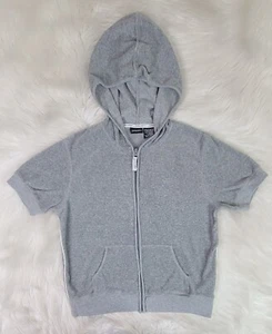 St Johns Bay Womens Zip Up Short Hoodie Gray Towel Feel Jr.med  - Picture 1 of 4