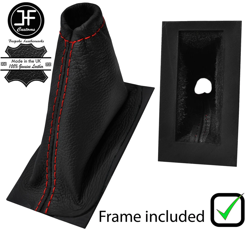 BOTA FRENO MANO CUERO PUNTADA ROJA + MARCO DE PLÁSTICO SE ADAPTA A TRIUMPH HERALD & VITESSE Foto 1 de 2