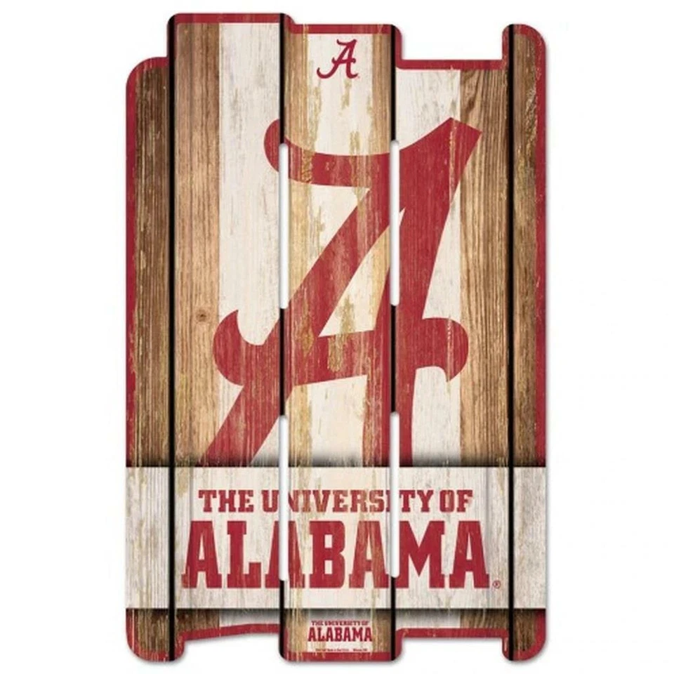 Alabama Crimson Tide Wood Fence Sign 11"x17" [NEW] NCAA Wall Man Cave Fan Wall - Image 1 of 1