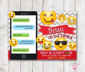 Emoji Invitations Emoji Birthday Party Invitation Digital Red Boy Emoji Invite - Picture 1 of 1