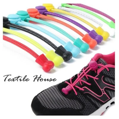 No Tie Shoe Laces Coloured Shoelaces Elastic Lock Trainers Boot Running Quality - Image 1 of 4