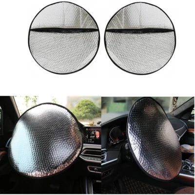 Sun Shade Car Steering Wheel Cover Reflective Shield UV Protector Accessories - Image 1 of 4