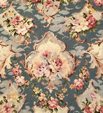 AWESOME Antique Vintage Wool Rug Shabby PINK ROSES Chic BIGELOW STYLE 1930s