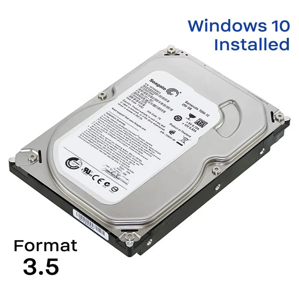 HDD 3.5" SATA Hard Drive with Windows 7/Win 10 Installed Legacy - Image 1 of 4