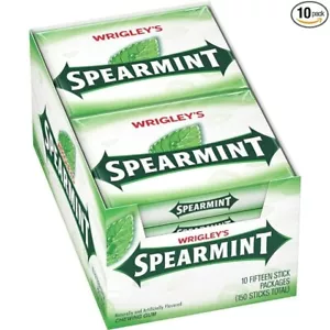 WRIGLEY'S Spearmint Chewing Gum, 15 Count (Pack of 10) - Picture 1 of 4