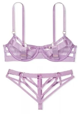 VICTORIA'S SECRET LUXE VERY SEXY UNLINED DEMI STRAPPY BRA CHEEKY PANTY NWT - Image 1 of 4