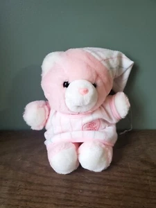 VTG 1986 Chosun Mini Heart to Heart Bear Pink Plush Toy Heart Doesn't Work - Picture 1 of 13