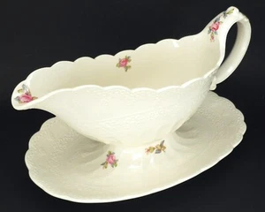 C1950s VTG Spode Jewel Copeland Billingsley Rose Pink Gravy Boat w/ Underplate - Picture 1 of 10
