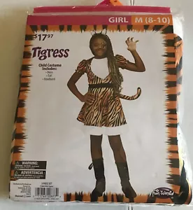 Girls Medium 8-10 Fun World TIGRESS Tiger Halloween Costume Dress Up Pretend - Picture 1 of 11