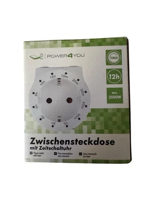 Schwaiger Zwischensteckdose mit Zeitschaltuhr Weiß Countdown Timer Steckdose - Bild 1 von 4