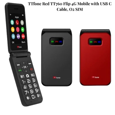 TTfone TT760 Flip 4G Big Button Mobile Phone for Elderly SOS Camera Unlocked-UK - Image 1 of 4