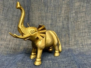 Estatuilla de elefante de latón de colección tronco estatua de buena suerte - Imagen 1 de 9