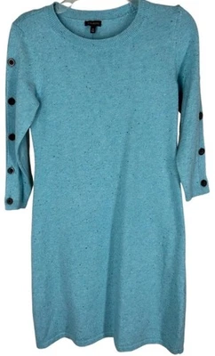NUEVO Vestido Suéter Talbots Talla XS Azul Botón Cierre Mangas Tejido Nuevo con Etiquetas Foto 1 de 4