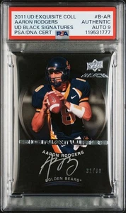 AARON RODGERS 2011 UD BLACK SILVER INK ON CARD AUTOGRAPH # /60 PSA AUTO GRADE 9 - Picture 1 of 3
