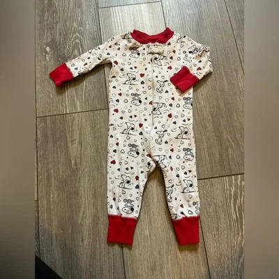 Hanna Andersson 100% Algodón Bebé Cremallera Dormir Talla 6-9 Mo Estampado Corazones Snoopy Foto 1 de 4