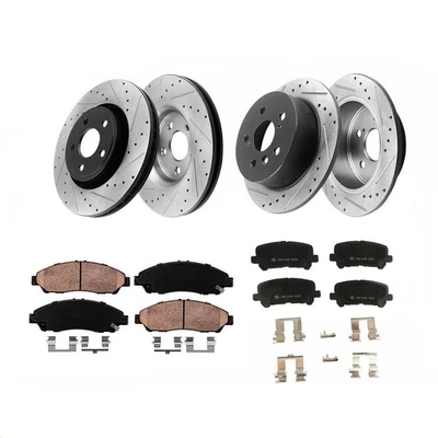 Front Rear Disc Rotors Brake Pads Kit for 2009 - 2013 Honda Pilot Acura MDX ZDX - Image 1 of 4