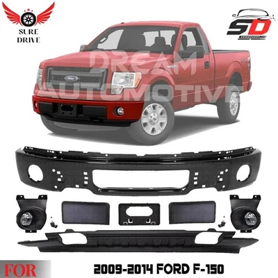 Front Bumper Paintable Steel & Fog Lights Assembly Kit For 2009-2014 Ford F-150 Foto 1 de 4